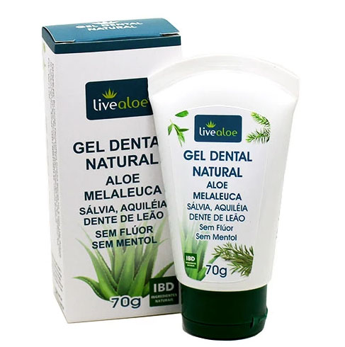 Gel Dental Natural Aloe Melaleuca (Sem Flúor) 70g - Live Aloe